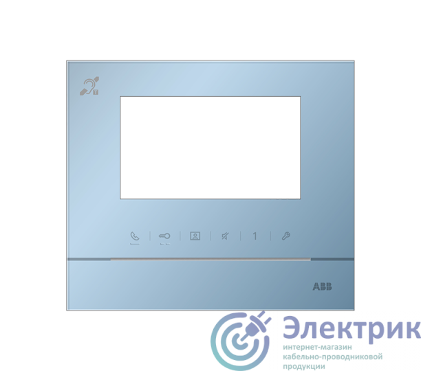 Рамка для абонентского устройства 4.3дюйм с символом индукционной петли голуб. глянцев. ABB 2TMA070130L1012